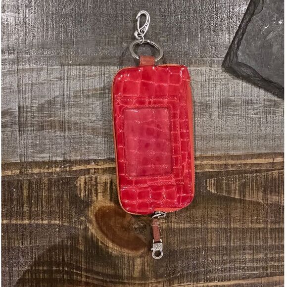 Brighton Croc Embossed Dark Red Credit Card Picture Wallet - Picture 3 of 5